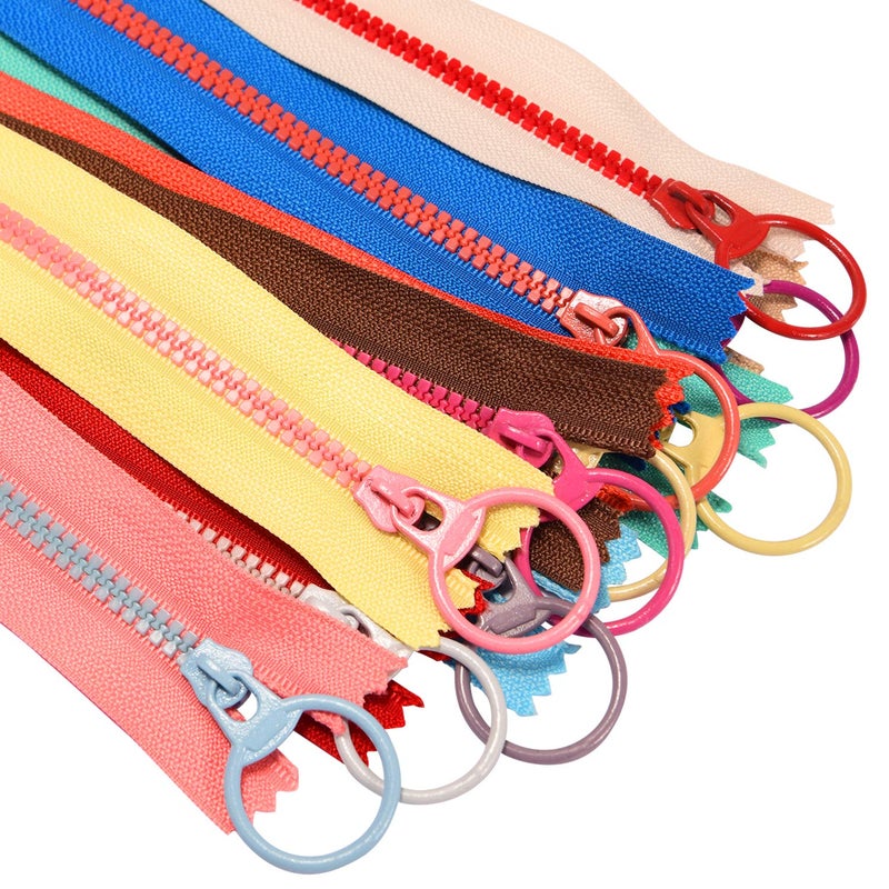 Sundee 20Pcs Colorful Resin Zippers with Ring Pulls for DIY Tailor Sewing Craft Accessories Mixed 10 Color - 8 Inch - Image 3
